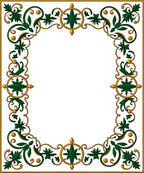 Emerald Green Gold Floral Border Accent Rug