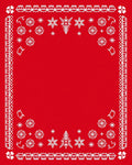Red White Winter Snowflake Christmas Tree Border Rug