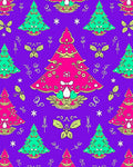 Vibrant Pink Green Christmas Trees Rug