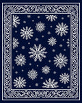 Deep Blue Snowflake Scrollwork Border Rug