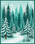 Winter Forest Snowy Evergreen Path Rug