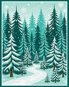 Winter Forest Snowy Evergreen Path Rug
