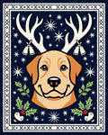Festive Retriever Antlers Holly Stars Rug