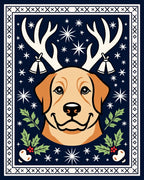 Festive Retriever Antlers Holly Stars Rug