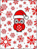 Red Festive Owl Snowflake Scene Rug