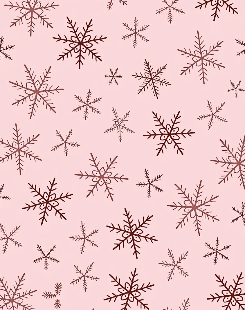 Burgundy Snowflake Scatter on Pink Rug