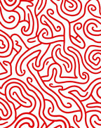 Crimson Swirl Labyrinth Ribbon Rug
