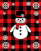 Red Buffalo Plaid Snowman Snowflake Rug
