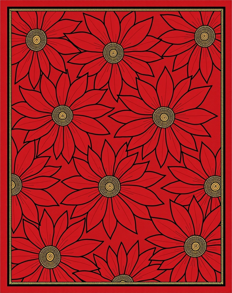 Bold Red Floral Sunburst Rug