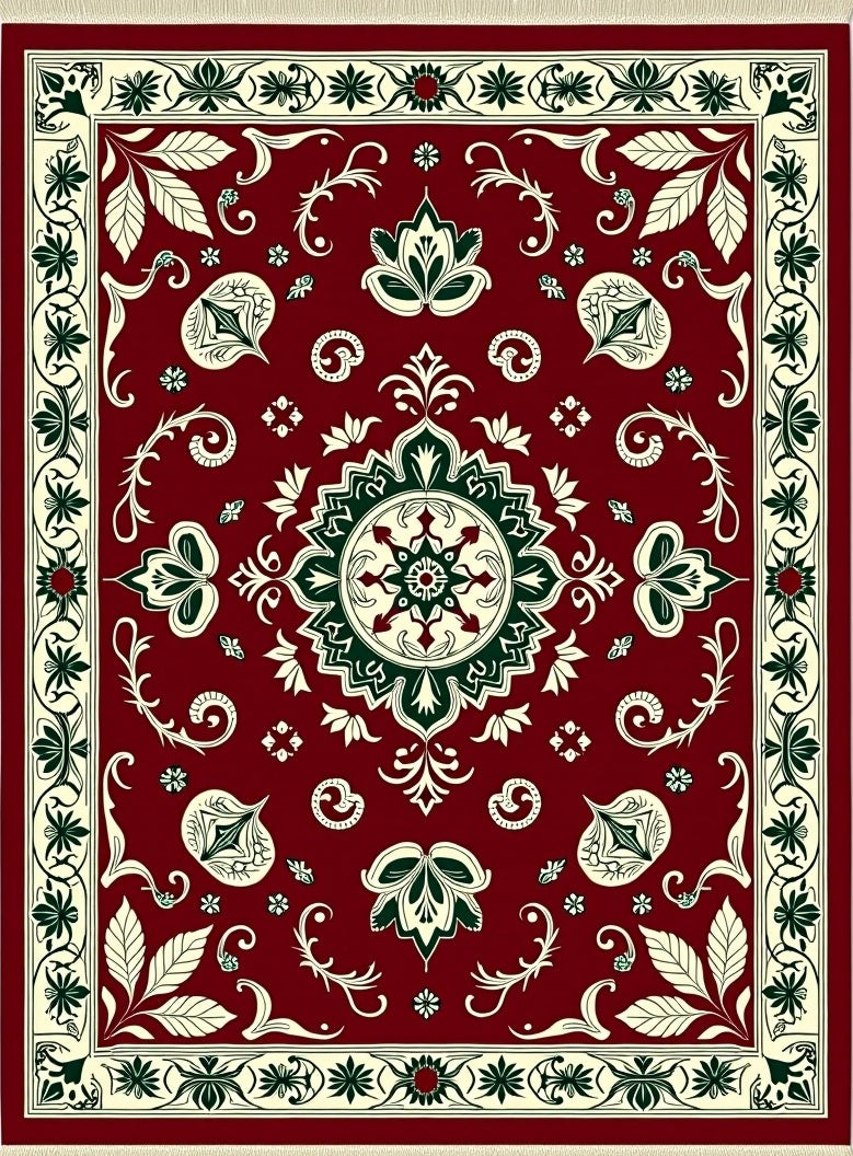Rich Crimson Botanic Accents Rug