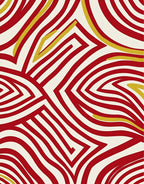 Bold Red Gold Abstract Swirl Rug