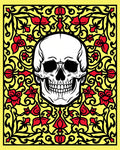 Yellow Floral Skull Art Rug