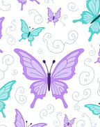 Pastel Lilac Teal Butterfly Swirls Rug