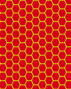 Bold Red Yellow Hexagon Grid Rug