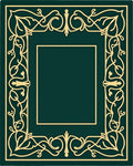 Emerald Gold Filigree Scroll Frame Rug