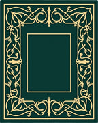 Emerald Gold Filigree Scroll Frame Rug