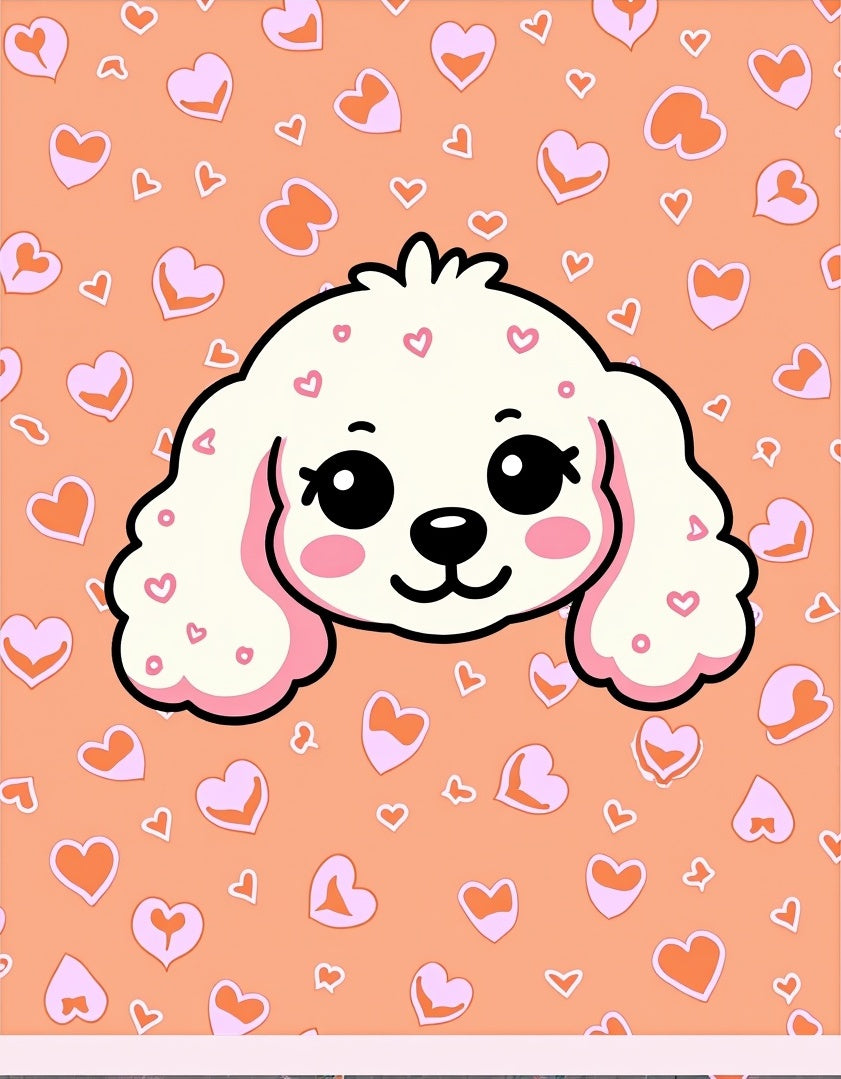 Cute White Puppy Hearts Scattered Rug