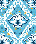 Azure Geometric Starburst Abstract Rug