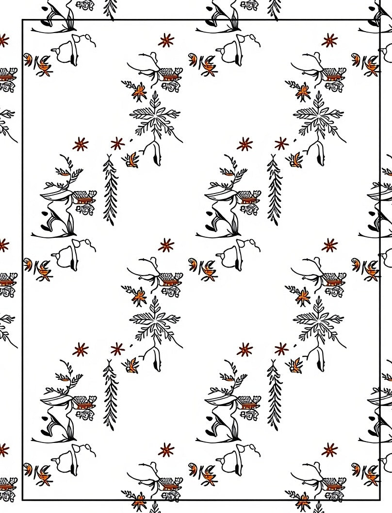 Whimsical Floral Botanical Medallion Scarlet Rug