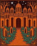 Spooky Orange Gothic Castle Pumpkins Rug