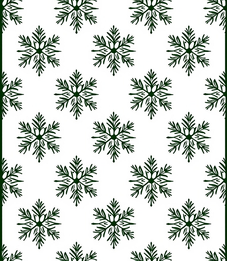 Dark Green Snowflake Winterscape Repeat Rug