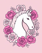 Pink Floral Horse Portrait Rug