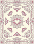 Pink Cream Heart Mandala Ornament Rug