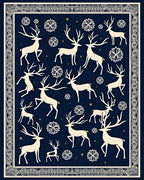 Midnight Navy Reindeer Snowflake Wonder Rug