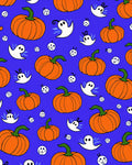 Spooky Orange Pumpkins Dancing Ghosts Rug