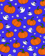 Spooky Orange Pumpkins Dancing Ghosts Rug