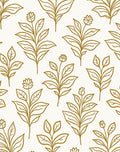 Golden Botanical Outline Foliage Rug