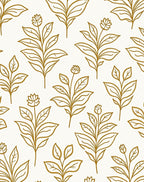 Golden Botanical Outline Foliage Rug