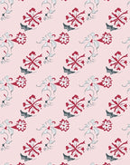 Crimson Floral Vine Repeating Arrangement Rug