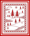 Crimson Winter Forest Landscape Rug