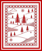 Crimson Winter Forest Landscape Rug