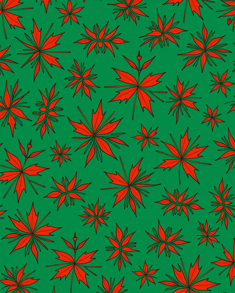 Vibrant Red Leafy Branches Rug