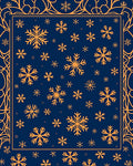 Orange Snowflakes Navy Blue Border Rug