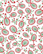 Whimsical Red Green Botanical Swirl Rug