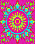 Vibrant Pink Yellow Floral Mandala Rug