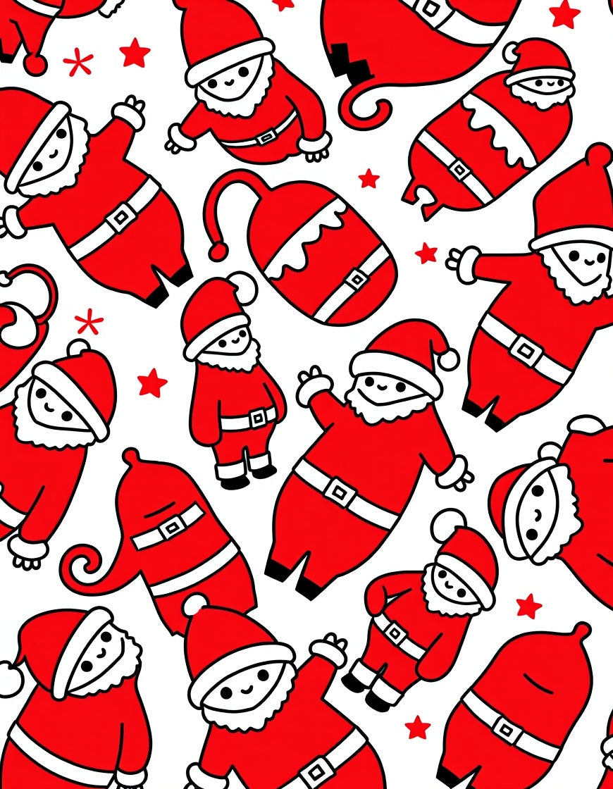 Playful Red Santa Claus Icons Rug