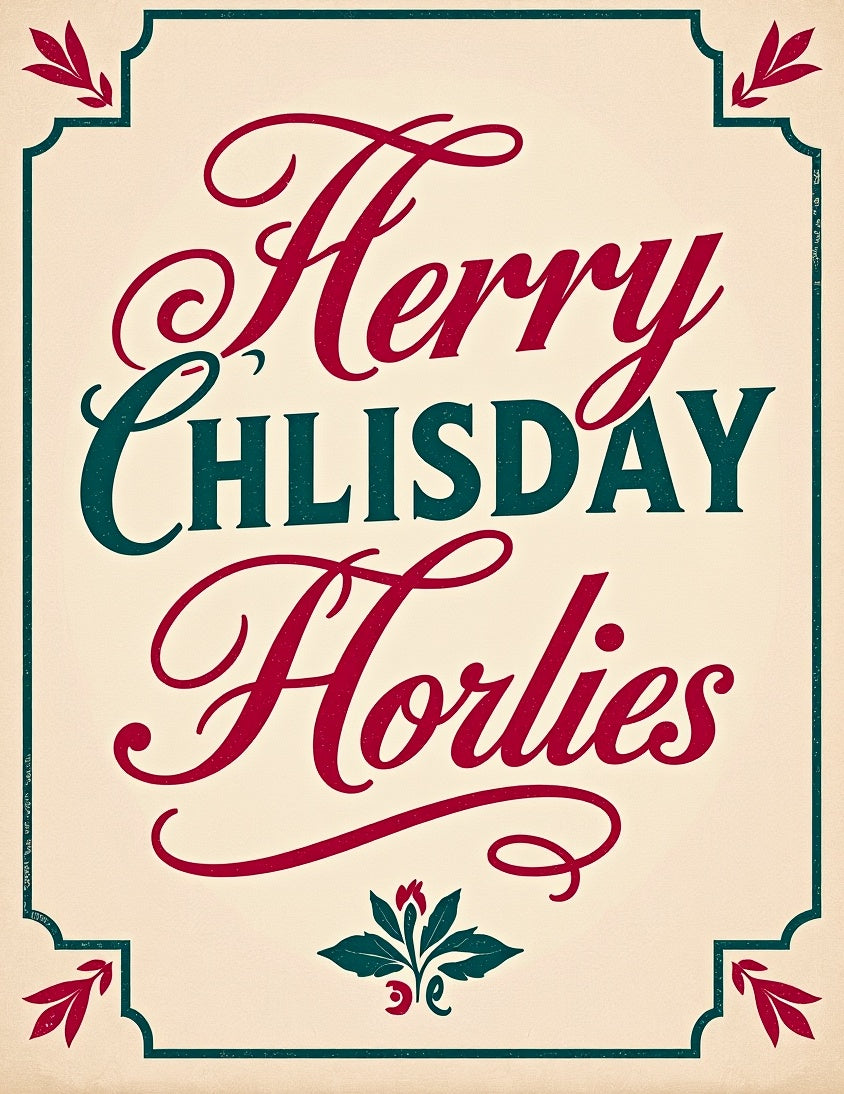 Crimson Cream Festive Holly Border Rug