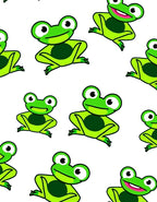 Playful Green Cartoon Frogs Repeating Rug
