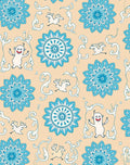 Whimsical Blue Floral And Creature Medallion Rug