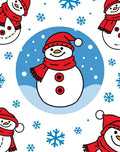 Joyful Red Snowmen Snowflake Cluster Rug