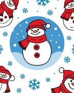 Joyful Red Snowmen Snowflake Cluster Rug