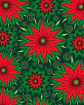 Vibrant Red Green Floral Swirl Rug