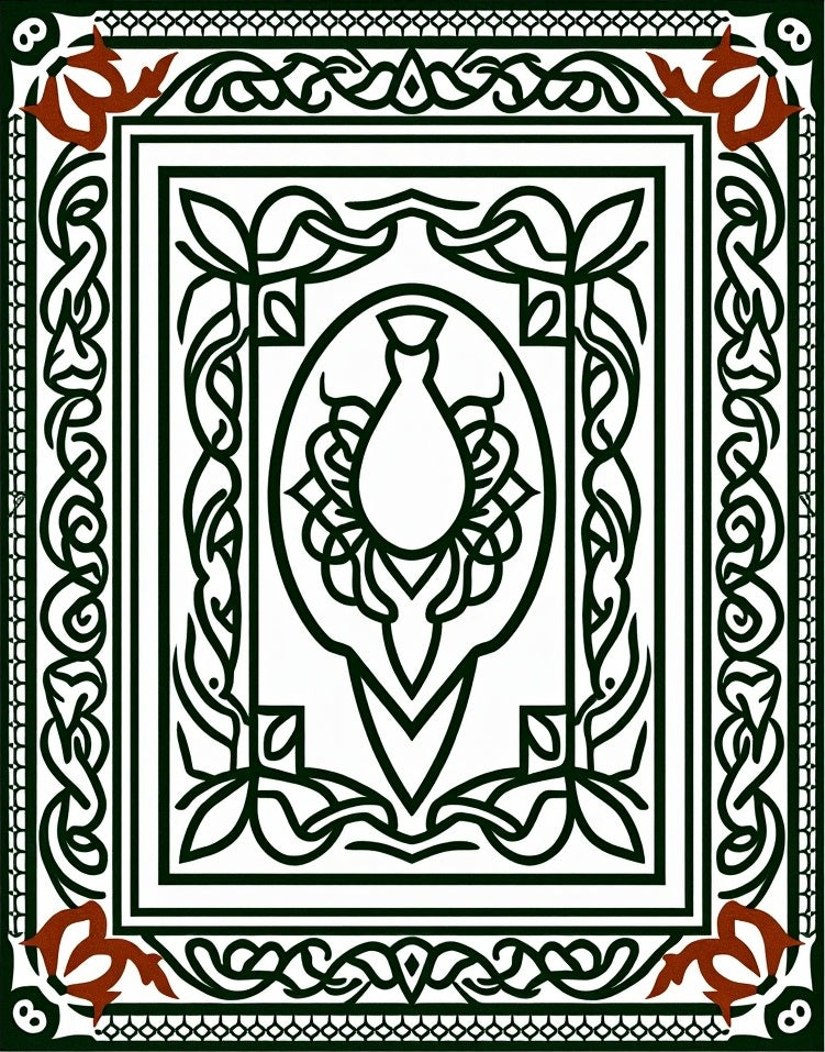 Crimson and Black Celtic Knot Urn Rug
