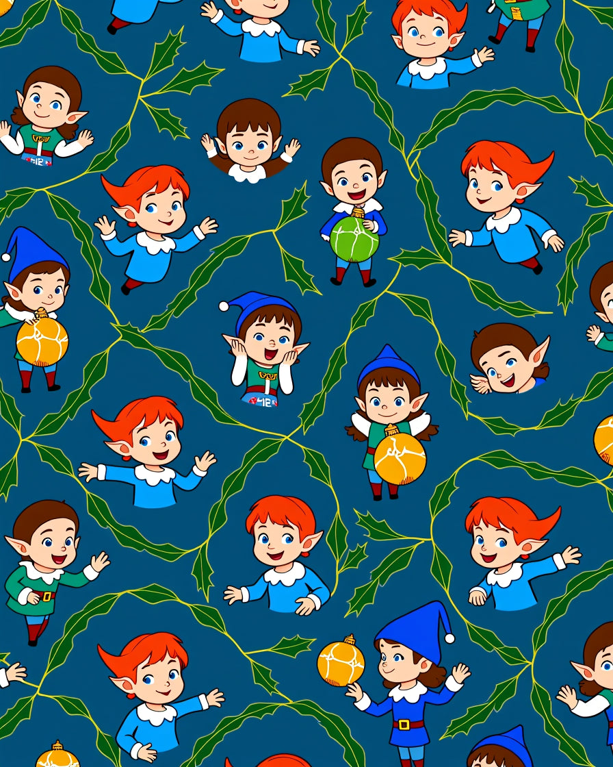 Charming Elves with Holly Vines Rug