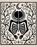 Black Skeleton Crescent Moon Stars Rug