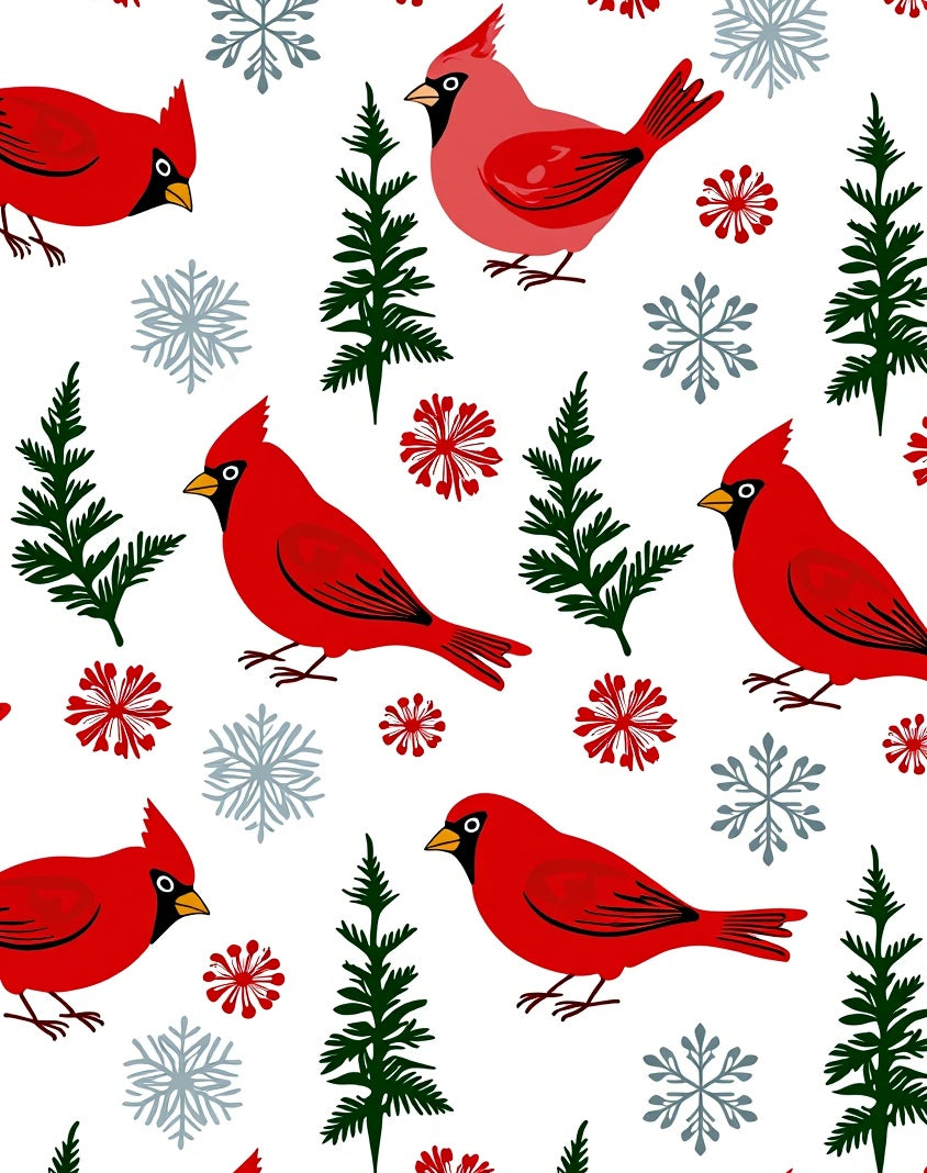 Red Cardinal Winter Woodland Snowflakes Rug
